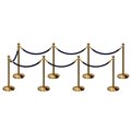 Montour Line Stanchion Post and Rope Kit Pol.Brass, 8 Ball Top7 Dark Blue Rope C-Kit-8-PB-BA-7-PVR-DB-PB